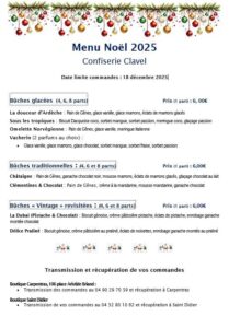 Menu de Noël 2025